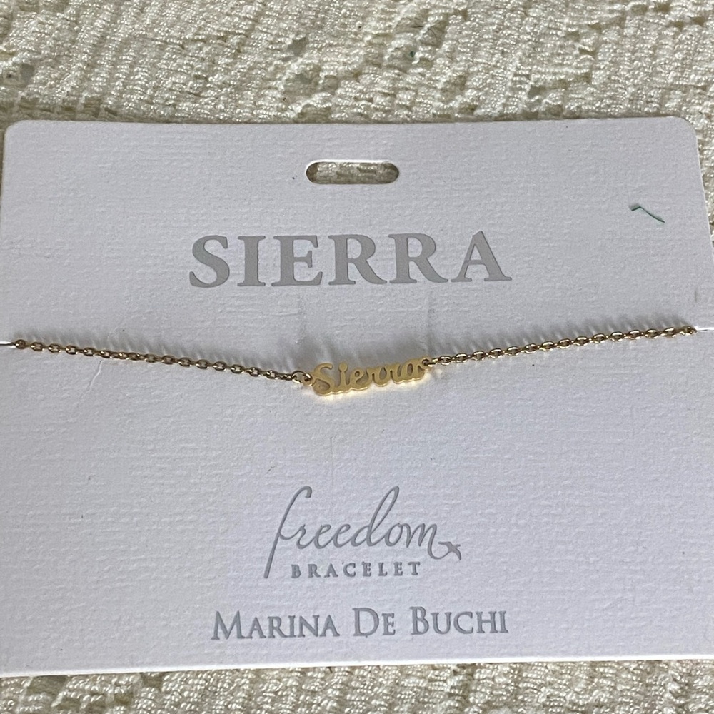 Marina de Buchi Freedom Name Bracelet “Sierra” gold tone nickel free
